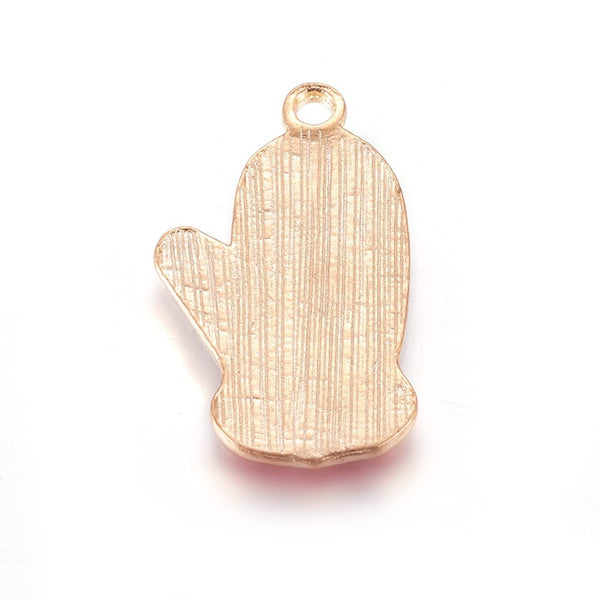 Enamel gold plated Christmas mitten charms x 4 pieces