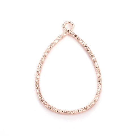 Rose Gold plated textured drop charms x 4 pieces