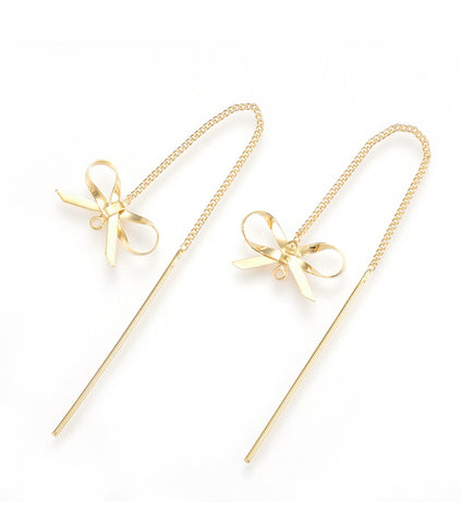 18K Gold plated bow charm threader x 2 pieces