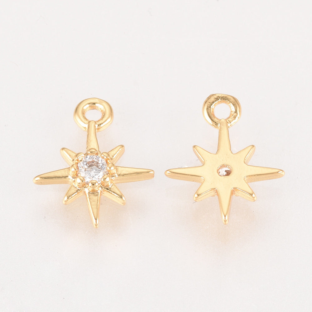 Small gold plated Diamante star charm x 6 pieces