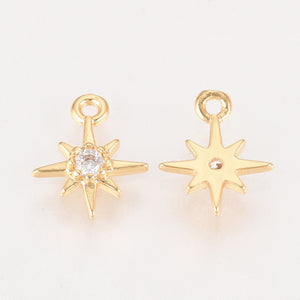 Small gold plated Diamante star charm x 6 pieces