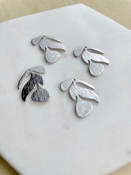 Silver plated leaf charms  x 4 pieces