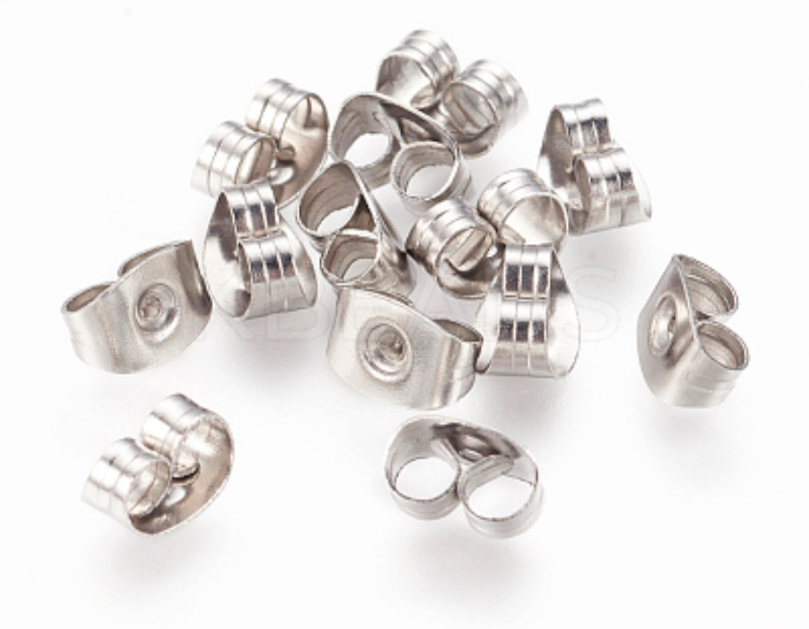 304 stainless steel earring backs - 100 pieces